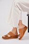Sedert Buckle Genuine Leather Women's Slippers Tan Skin - 4