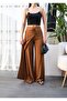 Linen Wide Leg Trousers with Cross Piece Elastic and Lacing on the Front - 3