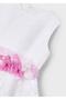 Girls' Floral Belted Dress White - 4
