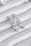 Brass Silver Color Drop Earrings with Zircon Stone Design - 3
