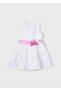 Girls' Floral Belted Dress White - 2