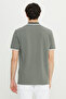 Men's Khaki Cotton Slim Fit Slim Fit Polo Neck Striped T-Shirt - 5