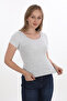 Kadın Fitilli Likralı Pamuk Basic Tshirt - 3