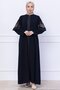 Embroidery Detailed Ferace Navy Blue Hm2733