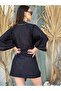 كيمونو الشاطئ بحزام مطرز باللون الأزرق الداكن من قماش الفوال - 4