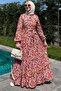 Shawl Patterned Dress Salmon - 7
