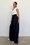 Navy Blue High Waist Wide Leg Trousers Mg2408 - 3