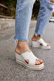 Evelin Women's White Real Leather Puff Sole Slippers - 2
