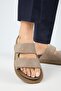Lillo Women's Genuine Leather Double Velcro Mink Slippers - 5