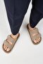 Lillo Women's Genuine Leather Double Velcro Mink Slippers - 7