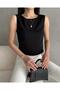 Women's Sleeveless Backless Back Bow Detail Crop Blouse - 4