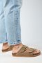 Alona Women's Genuine Leather Double Buckle Mink Slippers - 6