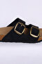 7551 Anatomical Comfortable Original Product Double Buckle Black Women's Slippers - 3