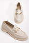Women's Loafer Belt Buckle Beige Casual Shoes