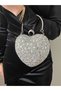 Heart Evening Dress Bag Women's Crystal Stone Hand and Shoulder Strap Evening Dress Bag - 4