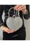 Heart Evening Dress Bag Women's Crystal Stone Hand and Shoulder Strap Evening Dress Bag - 5