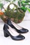 35809 Plain Simple Comfortable Stylish Round Toe Thick Heeled Women's Shoes - 3