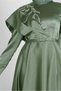 SHOULDER EMBROIDERED BELTED SATIN EVENING DRESS 50300 - 4