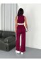 Soft Texture Striped Detail Zippered Sleeveless Modal Fabric Top-Bottom Set - 4