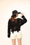 Women's Crochet Black Standard Size Blouse - 4