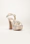 Cross Stone 40mm Gold Women's Platform Heeled Evening Dress Shoes - 4