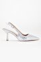 Women's Evening Dress Shoes Silver Thin Heeled Stone Slab - 3