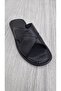 Genuine Real Leather Men's Slippers Summer Lightweight Anti-Sweat Slippers Leather Black - 4