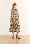 Women's Palm Brown Halter Neck Belted Woven Viscon Dress Elb-19001548 - 3