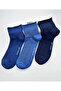 Men's Short Elasticless Socks Set of 6. 3 Different Navy Blue Toned Cotton Socks - 5