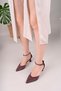 Women's Satin Stone Burgundy Evening Dress Shoes - 3