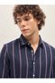 Men's Navy with White & Red Stripes Slim Fit Casual Shirt for Every Occasion - 6