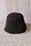 Straw Buchet Hat - Silvery Black
