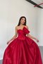 Bow-Detail Princess Lace-Up Back Organza Evening Dress Slim Fit - 5