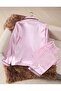 Striped Pink Silky Satin Women's Pajamas Set - 5