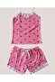 Intive Lace Detailed Soft Pink Strawberry Patterned Strappy Blouse Shorts Pajama Set - 4