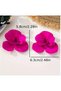 Velvet Textured Big Red Flower Women's Earrings - 3