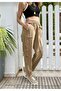 Stitching Details Dirty Sewing Linen Trousers -Comfortable - 100% Cotton Linen Woven Light Brown - 2