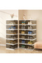 6-Level YAH Foldable Shoe Rack Organizer, No Assembly, Durable Shoe Box Cabinet, Transparent Gray - 6