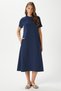 Women's Hanna Pocket Bell Cut Navy Blue Combed Cotton Summer Dress 14266