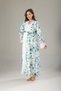 Turquoise Floral Lace Special Design Full Length 100% Cotton Summer Maternity Maternity Dressing Gown Nightgown Set - 2