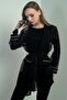 Women's Organza Stone Bead Detailed Belted Jacket Blouse Set of 2 - 2