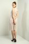 Women's Round Neck Flounce Crepe Midi Dress with Belt - 4