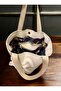 Woven Canvas Snap Shoulder Bag / White - 6