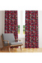 Red Plaid & Floral Patterned Background Curtain – Warm & Stylish Decoration 140X260 cm Single Wing