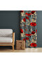 Red Poppy Patterned Background Curtain – Elegant & Stunning Design 140X260 cm Single Wing - 6