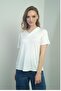 Women's V-Neck Slit Short Sleeve Blouse - 3