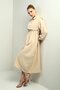 Women's Buttoned Long Sleeve Midi Dress with Elastic Waist Vest - 3
