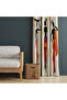 Artistic Figure Patterned Background Curtain & Cushion - Original and Cultural Touch 140x260 CM Single Wing - 6