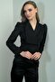 Women's Collar Bead Embroidered Shawl Collar Back Zipper Shoulder Smocked Jacket - 2