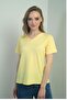 Women's V-Neck Slit Short Sleeve Blouse - 3